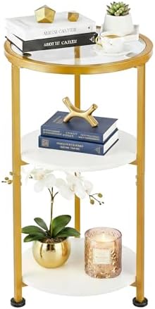 3-Tier Tempered Glass Side Table by Zexvida