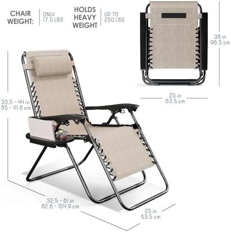 Nestl Zero Gravity Chairs Set of 6, Patio Lounge Chair Outdoor - Image 3