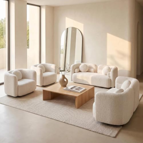 4-Piece Curved Sofa Set, 2 Loveseats & 2 Accent Chairs - Image 3