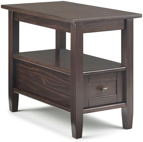 SIMPLIHOME Warm Shaker 14" Wide Solid Wood End Table in Brunette Brown by SimpliHome
