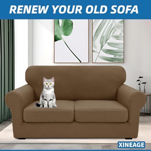 XINEAGE 3-Piece Stretch Loveseat Sofa Cover, Washable Couch Covers - Image 4