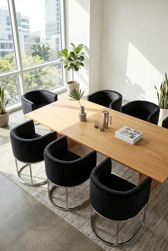 HNY Mid Century Modern Upholstered Barrel Dining Chairs - Image 4