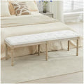 LOULENS 57.7" Linen End of Bed Bench King Size, Upholstered Bench by LOULENS