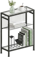 Glass Side Table, Tempered Glass End Table, 3-Tier Narrow Side Table by HOME