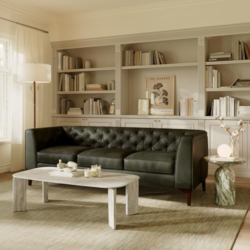 Poly & BARK Essex 89” Full-Grain Italian Leather Sofa – Tufted Back, by Unknown
