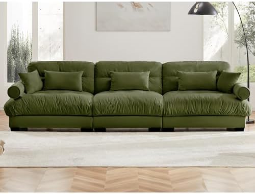 130" Modular Sectional Sofa, Velvet Upholstered Couches - Image 4