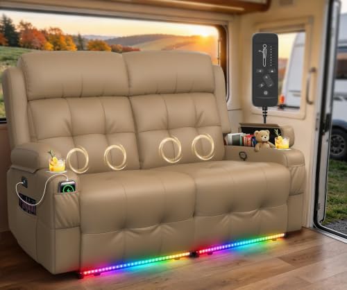 RV Loveseat Recliner Sofa, Wall Hugger Reclining RV Couch by TiooiiReclinerSofa