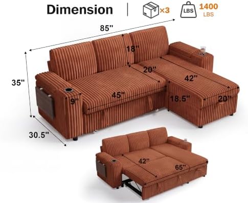 WEUP 86" Modular Sectional Sleeper Sofa - Image 2