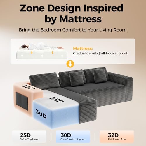 CAMMOO 108" L-Shaped Boneless Sectional Sofa, Cloud Couch in One Box - Image 5