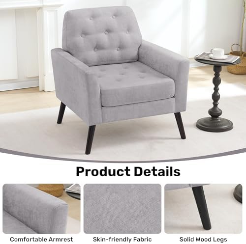 Accent Chair Set of 2, Mid Century Modern Living Room Chairs Reading Chair - Image 4