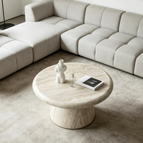 WILLIAMSPACE 21.65" Faux Marble Round Coffee Table - Image 5