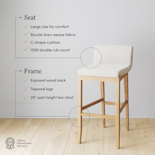 Nathan James Gracie Modern Upholstered Bar Stool, Wooden Bar Stool - Image 4