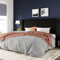 Allewie King Size Velvet Bed Frame/Vertical Channel Tufted Wingback by Allewie