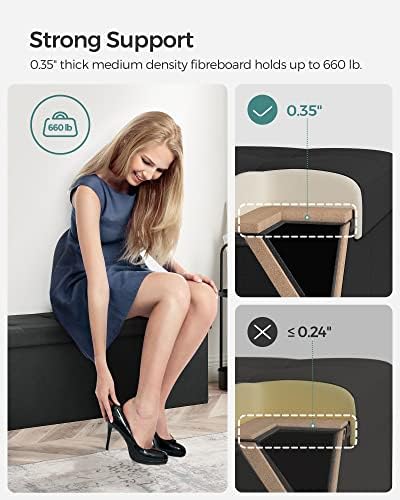SONGMICS 43.3 Inches Folding Storage Ottoman Bench, Load 660 lb - Image 3