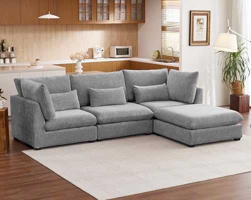 115" Oversized Chenille Modular Sectional Sofa Couches by CHICHOUSE