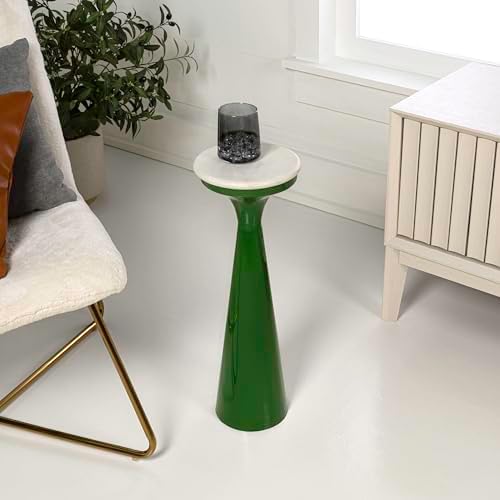 JONATHAN Y Oliver 8" Round Marble Pedestal Drink Table - Image 2