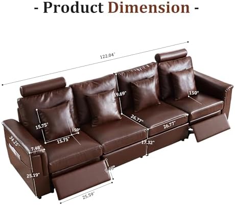 ORRD Power Reclining Sectional Sofa, Electric 4 Seat Recliner - Image 2