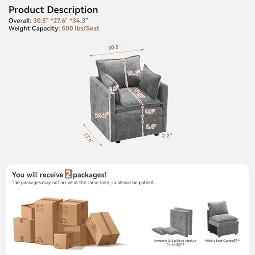 30" Cloud Modular Single Sofa Chair - Image 2