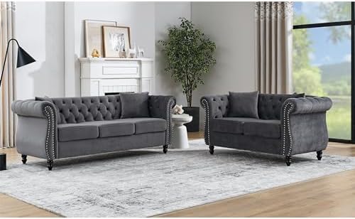 2 Piece Chesterfield Velvet Combination Sofa by Kolavess