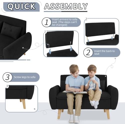 Shintenchi 48'' Loveseat Sofa, Mid-Century Modern Upholstered Couch Deep Seat - Image 5