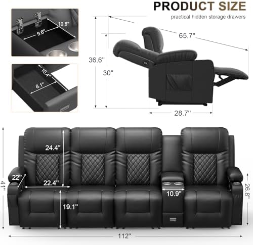 YONISEE 4 Seat Rcliner Sofa Set - Image 2