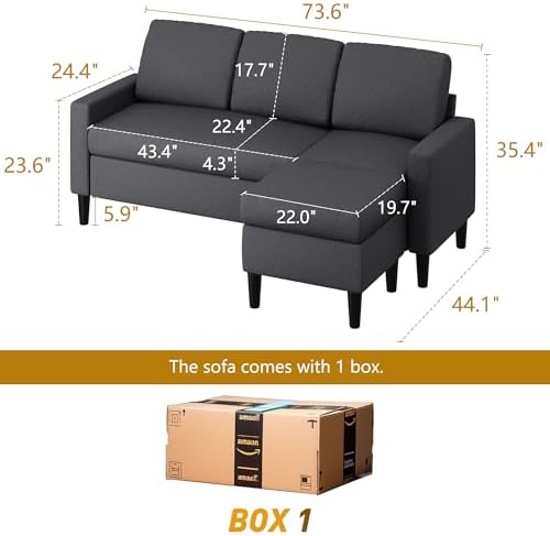 Shintenchi Small Convertible Sectional Sofa Couch - Image 2