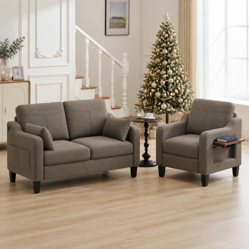 51'' Small Sofa Sets, 2-Seater Linen Fabric Couch by Unknown