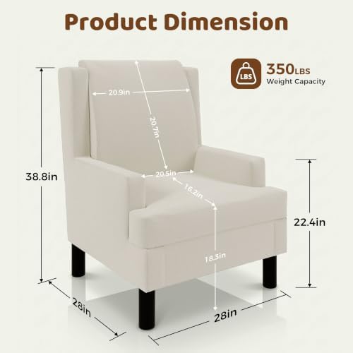 Garvee Wingback Accent Chair, Mid-Century Modern Chenille Reading Chair - Image 3
