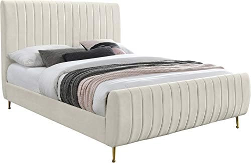 Meridian Furniture Zara Collection Modern | Contemporary Velvet Upholstered Bed by Unknown