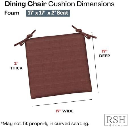RSH DECOR: Sunbrella Foam Chair Cushions Set of 2 | 17" x 17" x 2" | - Image 3