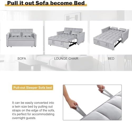 NicBex Sleeper Sofa Bed with Adjustable Backrest & Side Pockets - Image 7