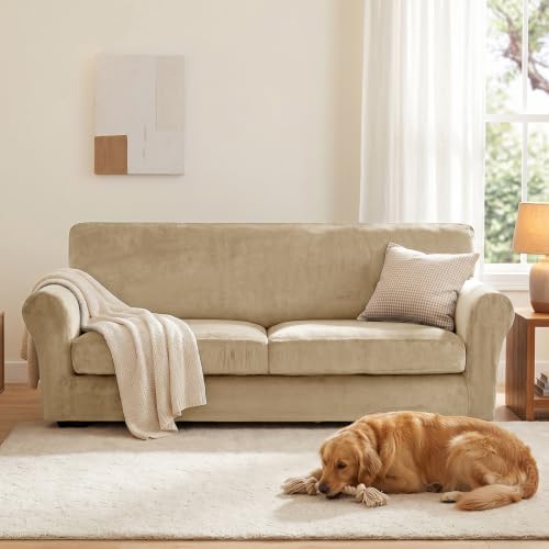 XINEAGE 3-Piece Velvet Sofa Cover, Couch Covers - Image 4