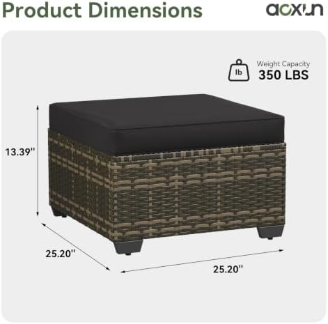 Aoxun 2 Piece Patio Sofa Ottomans - Image 2