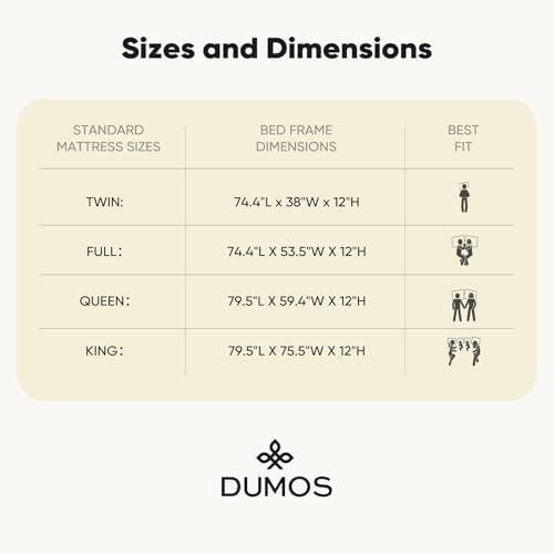 DUMOS Solid Wood Platform Queen Bed Frame, 12inch Wooden Mattress Foundation - Image 6