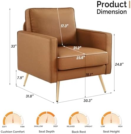 VINGLI Faux Leather Accent Chairs Set of 2 - Image 2