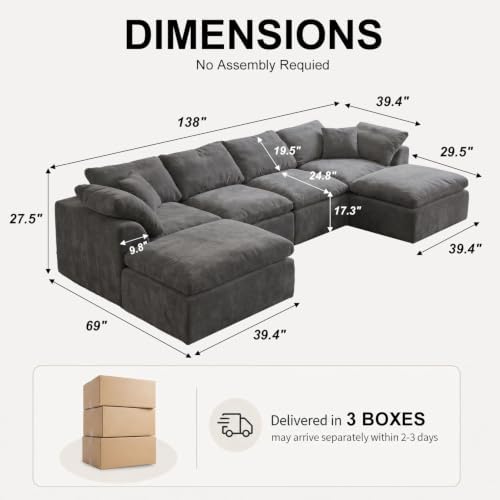 138" Boneless Cloud Couch Sectional - Image 2