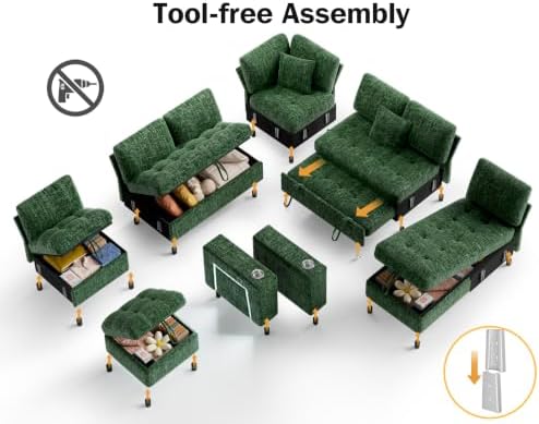 Vipbear 111" Modular Sectional Sleeper Sofa - Image 3