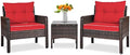 Tangkula 3 Piece Outdoor Patio Furniture Set, Wicker Chairs Set by TANGKULA
