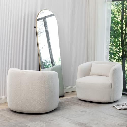 KINWELL 34" W Boucle Swivel Barrel Chairs - Image 5
