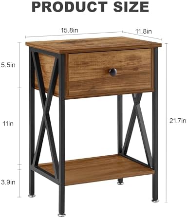 VECELO Nightstands Set of 2, Modern Bedside End Tables, Night Stands - Image 3