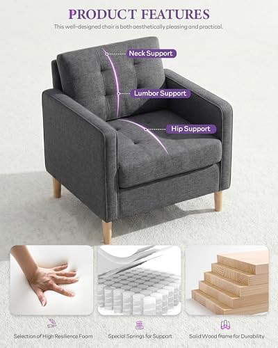 TYBOATLE Upholstered Accent Chair, Mid-Century Modern Arm Chair - Image 6