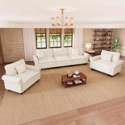 PHI VILLA Modular Sectional Sofa and Cloud Chair Set Living Room 3-Piece by PHIVILLA