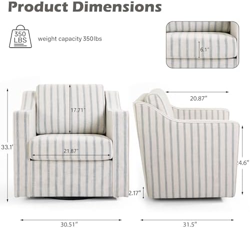Swivel Accent Chair, Floral Upholstered Armchair - Image 2