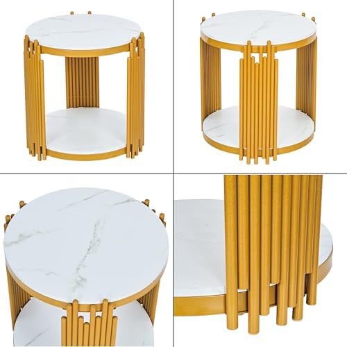 2-Tier Faux Marble End Table - Image 5