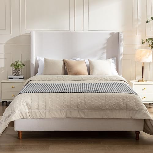 California King Size Upholstered Bed Frame, Elegant Simplicity/Strong Wood by Unknown