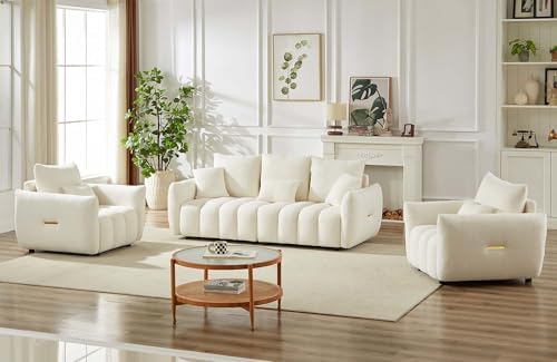 Antetek 35" Modern Accent Single Sofa Chair, Comfy Deep Seat Teddy Fabric - Image 6