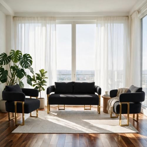 YISHENG Loveseat Sofa and 2 Accent Chairs, Comfy 3 Piece Sofa Couch - Image 3