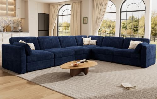 Oversized Modular Sectional Sofa V-Shaped Cloud Couches Blue by Kalafini