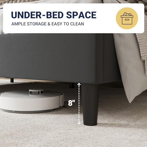 Allewie King Size Bed Frame, Plush Velvet Wingback, Modern Style - Image 5