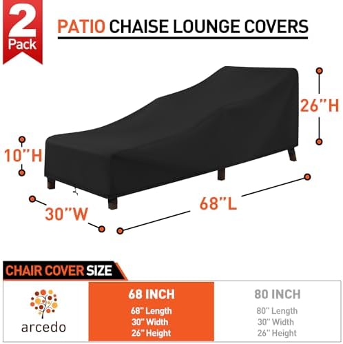 Arcedo Outdoor Chaise Lounge Chair Cover 2 Pack - Image 2